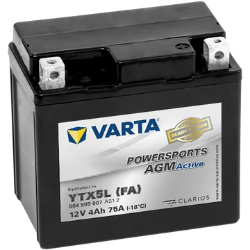 Varta Powersports AGM Active YTX5L-4  12V 4Ah 75A jobb+ gyárilag üzembehelyezett motorakkumulátor (504909007A512)