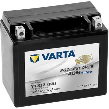 Varta Powersports AGM Active YTX12-4  12V 10Ah 170A bal+ gyárilag üzembehelyezett motorakkumulátor (510 909 017 A51 2)