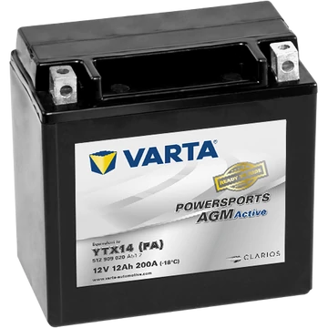 Varta Powersports AGM Active YTX14-4 12V 12Ah 200A bal+ gyárilag üzembehelyezett motorakkumulátor (512909020A512)