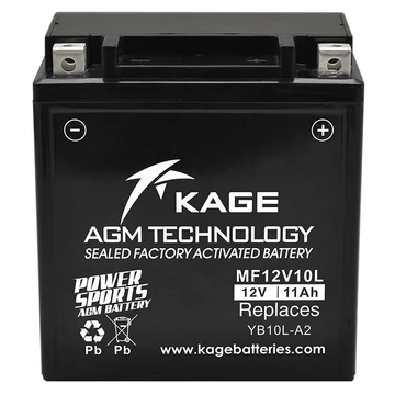 KAGE AGM MF YB10L-A2 (MF12V10L) 12V 11Ah 135A gyárilag üzembehelyezett motorkerékpár akkumulátor