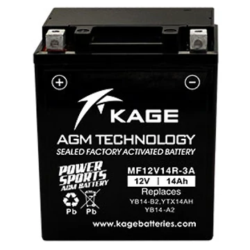 KAGE AGM MF KYB14-B2 (MF12V14R-3A) 12V 14Ah 200A gyárilag üzembehelyezett motorkerékpár akkumulátor