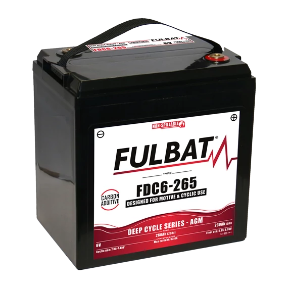 FULBAT Deep Cycle AGM Carbon Battery 6V C5/230Ah C20/268Ah