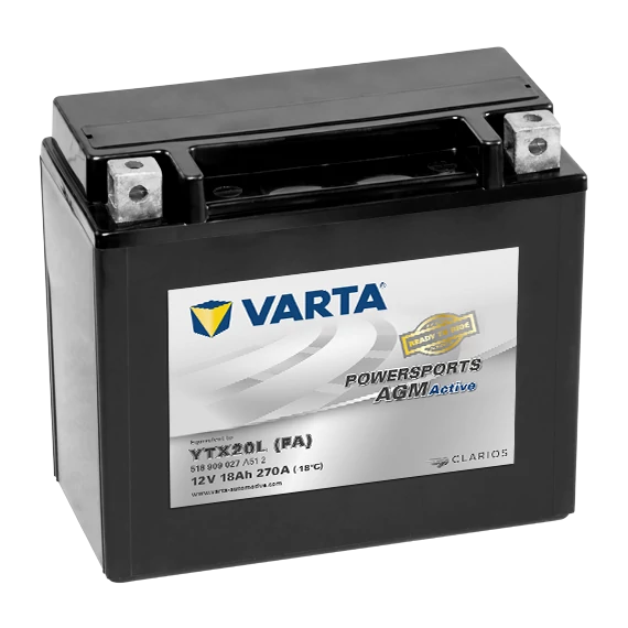 Varta Powersports AGM Active YTX20L 12V 18Ah 270A jobb+ motorakkumulátor