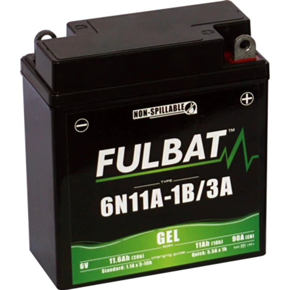 Fulbat GEL 6N11A-1B/3A 6V 11,6Ah 90A motorkerékpár akkumulátor
