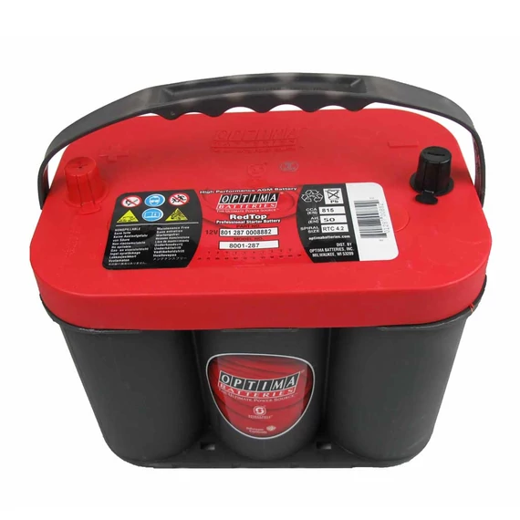 Optima Red Top 12V 50Ah 815A RT C 4.2 közép sarus akkumulátor (8012870008882)