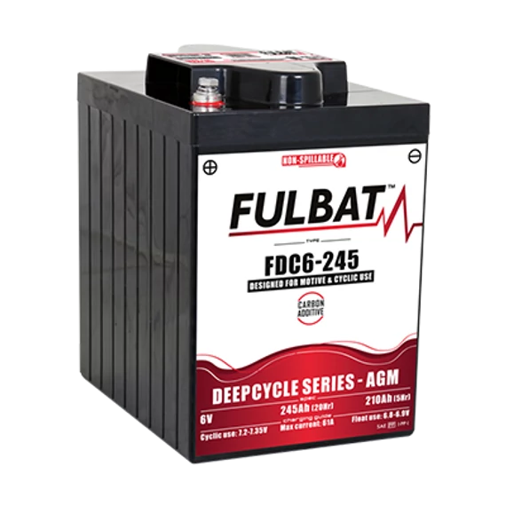 FULBAT Deep Cycle AGM Carbon Battery 6V C5/210Ah C/245Ah