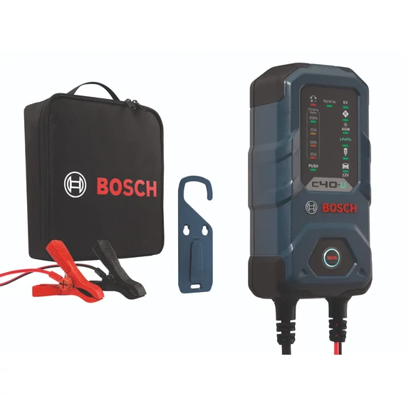 BOSCH C40-Li 6V 1Ah és 12V 5Ah Lítium-ion, EFB, AGM, GEL, VRLA akkumulátor töltő (0189921040)