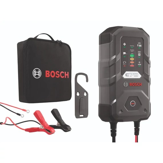 BOSCH C70 12V 5Ah és 24V 10Ah EFB, AGM, GEL, VRLA akkumulátor töltő (0189911070)