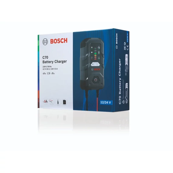 BOSCH C70 12V 5Ah és 24V 10Ah EFB, AGM, GEL, VRLA akkumulátor töltő (0189911070)