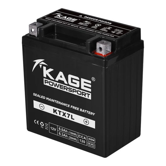 KAGE AGM MF YTX7L-BS (MF12V7-2A) 12V 6Ah 95A gyárilag üzembehelyezett motorkerékpár akkumulátor