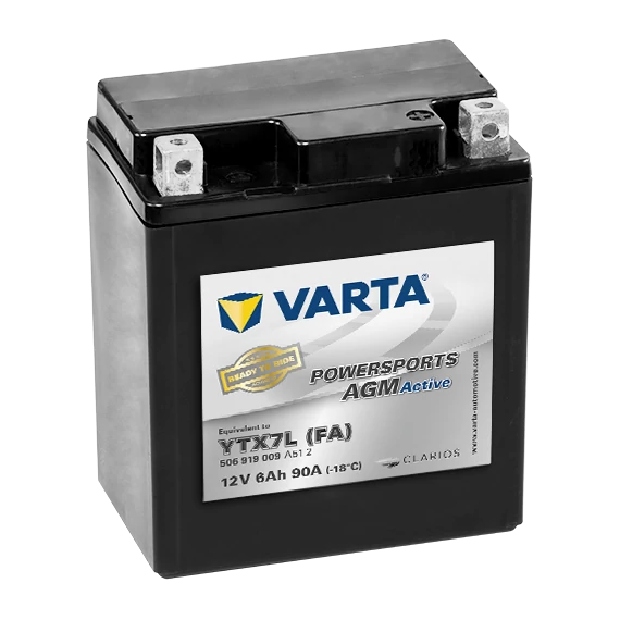 Varta Powersports AGM Active YTX7L-4  12V 6Ah 90A jobb+ gyárilag üzembehelyezett motorakkumulátor (506919009A512)