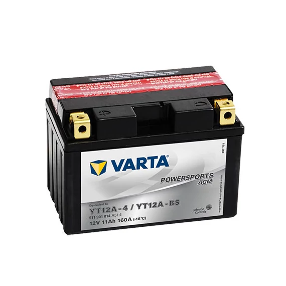 Varta Powersports AGM YT12A-BS  12V 11Ah 160A bal+ motorakkumulátor (511901014A514)