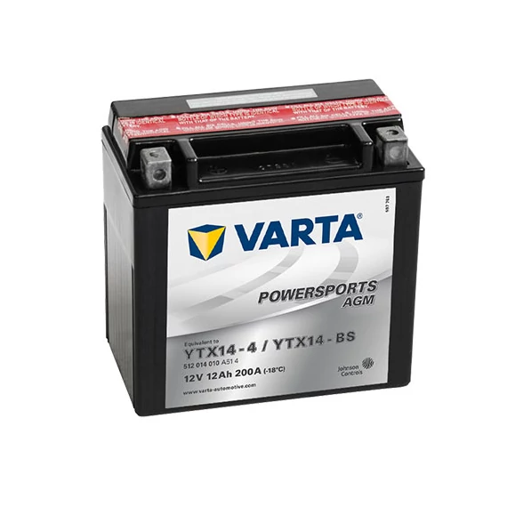 Varta Powersports AGM YTX14-BS  12V 12Ah 200A bal+ motorakkumulátor (512014010A514)