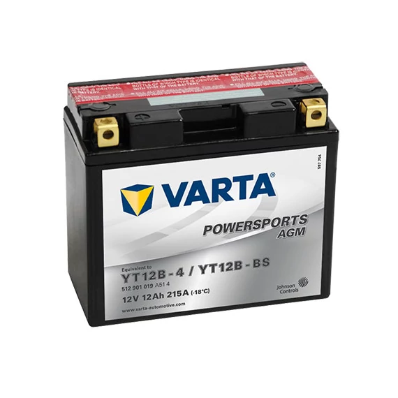 Varta Powersports AGM YT12B-BS  12V 12Ah 215A bal+ motorakkumulátor (512901019A514)