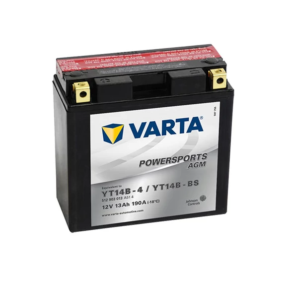 Varta Powersports AGM YT14B-BS  12V 13Ah 190A bal+ motorakkumulátor (512903013A514)