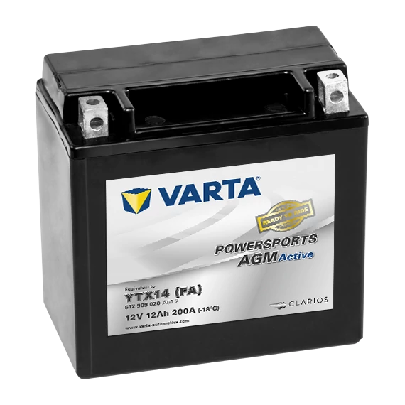 Varta Powersports AGM Active YTX14-4 12V 12Ah 200A bal+ gyárilag üzembehelyezett motorakkumulátor (512909020A512)