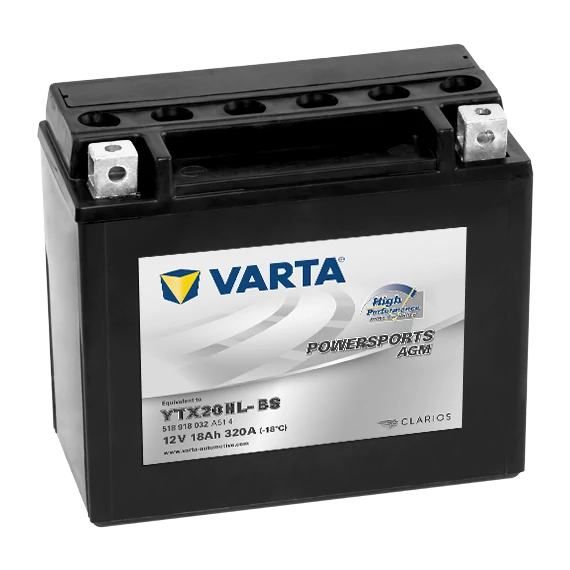Varta Powersports AGM YTX20HL-BS  12V 18Ah 320A jobb+ motorakkumulátor (518918032A514)