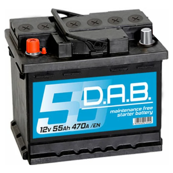 DAB 12V 55Ah 470A bal+ akkumulátor