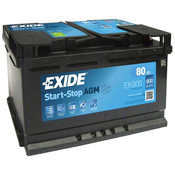 Exide Start-Stop AGM 80Ah 800A jobb+ akkumulátor