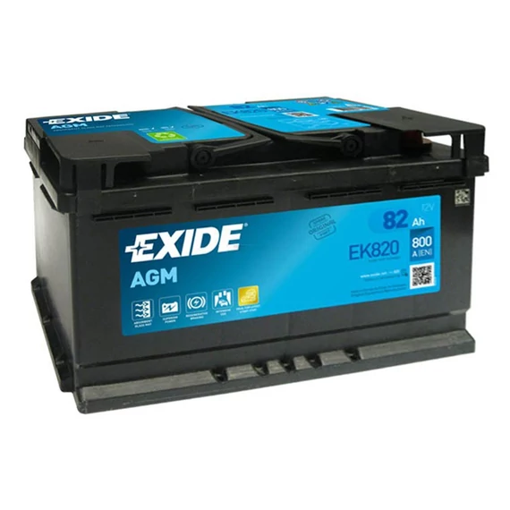 Exide AGM 12V 82Ah 800A jobb+ Start-Stop akkumulátor