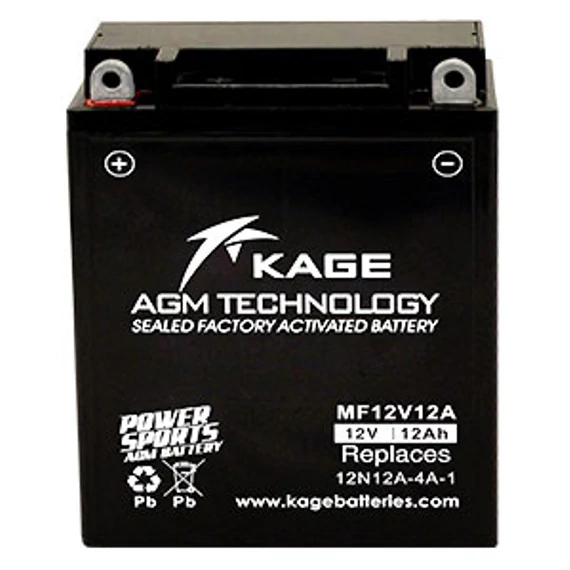 KAGE AGM MF YB12A-A (MF12V12A) 12V 12Ah 150A gyárilag üzembehelyezett motorkerékpár akkumulátor