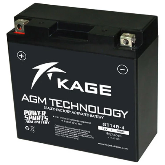 KAGE MF YT14B-BS (GT14B-4) 12V 14Ah 180A gyárilag üzembehelyezett motorakkumulátor