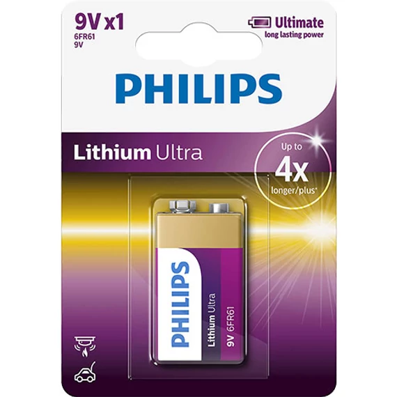 Philips Lithium Ultra 6FR61/9V elem