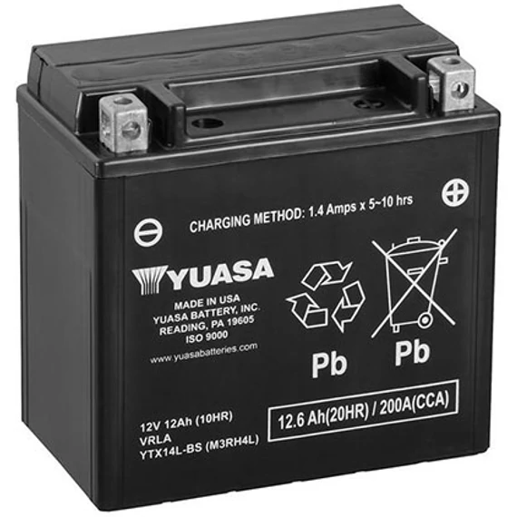 Yuasa YTX14L-BS 12V 12,6Ah 200A jobb+ motorakkumulátor